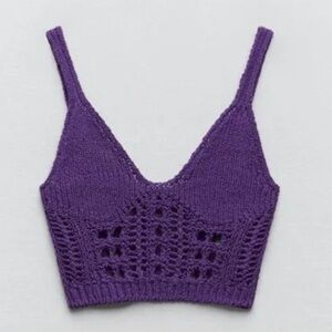 Zara purple crochet knit top